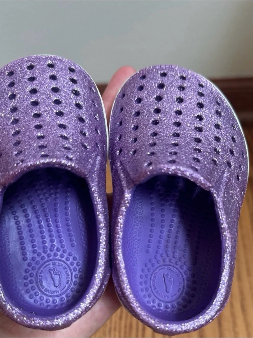 Native Miles Shoes Girls C4 Purple Glitter